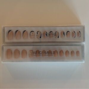 Static Nails press on nail sets in Double French round and Navy Sway round